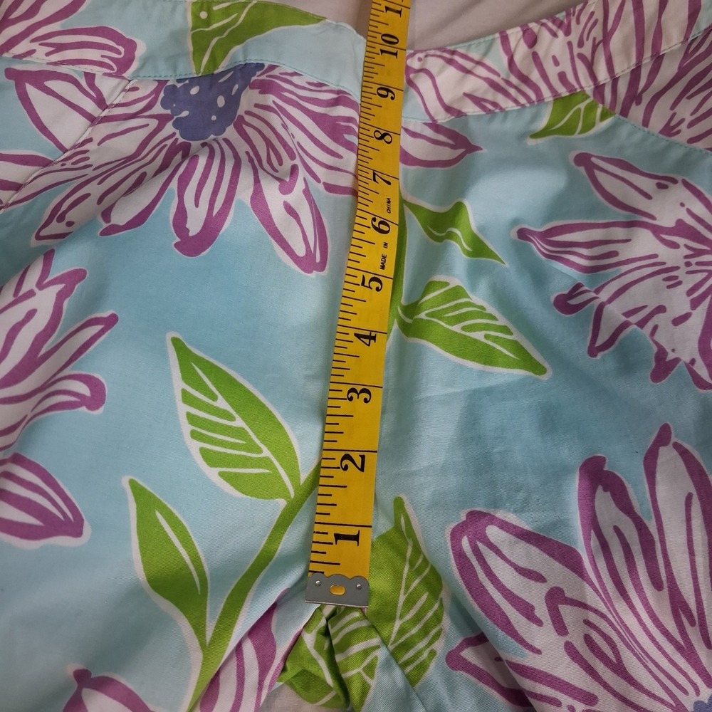 Lilly Pulitzer Floral Wide Leg Stretch Pants Blue Purple Green Tropical Resort 4 - Picture 8 of 16